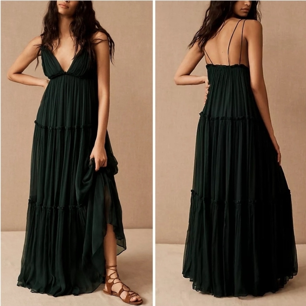 Anthropologie Deep Green Maxi Dress